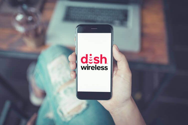 DISH Wireless logo on a smartphone