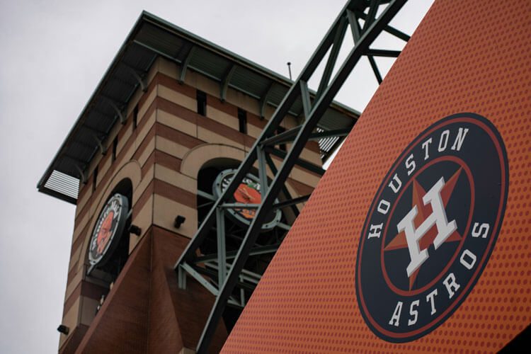 The Houston Astros ball park Minute Maid Park as seen on DISH Network.